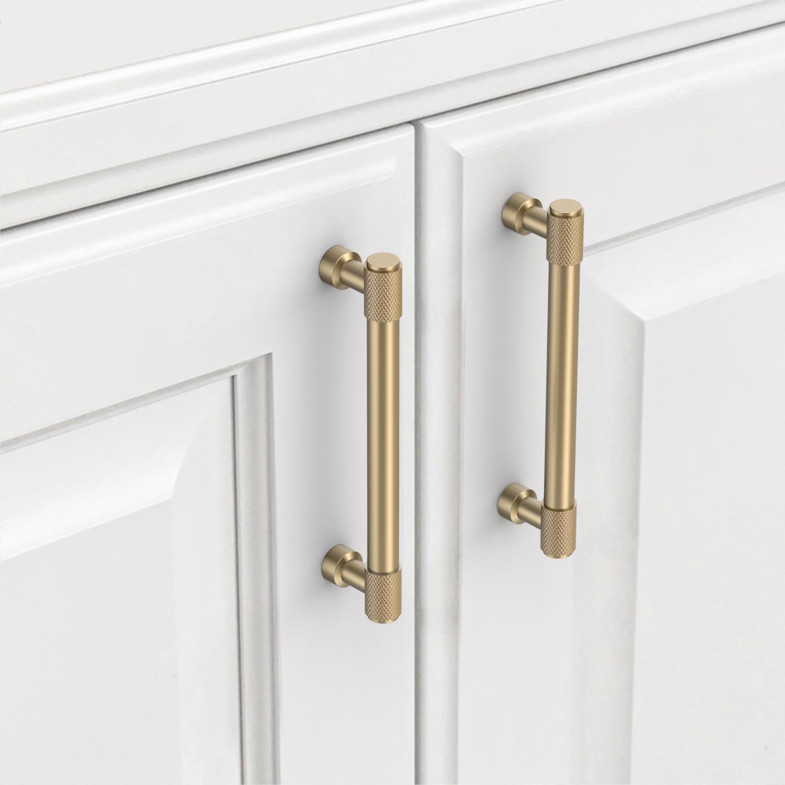 9BUILD Champagne Bronze Cabinet Handles 128MM Hole Centers Knurled Kitchen Cabinet Handles UK0056 — image 1