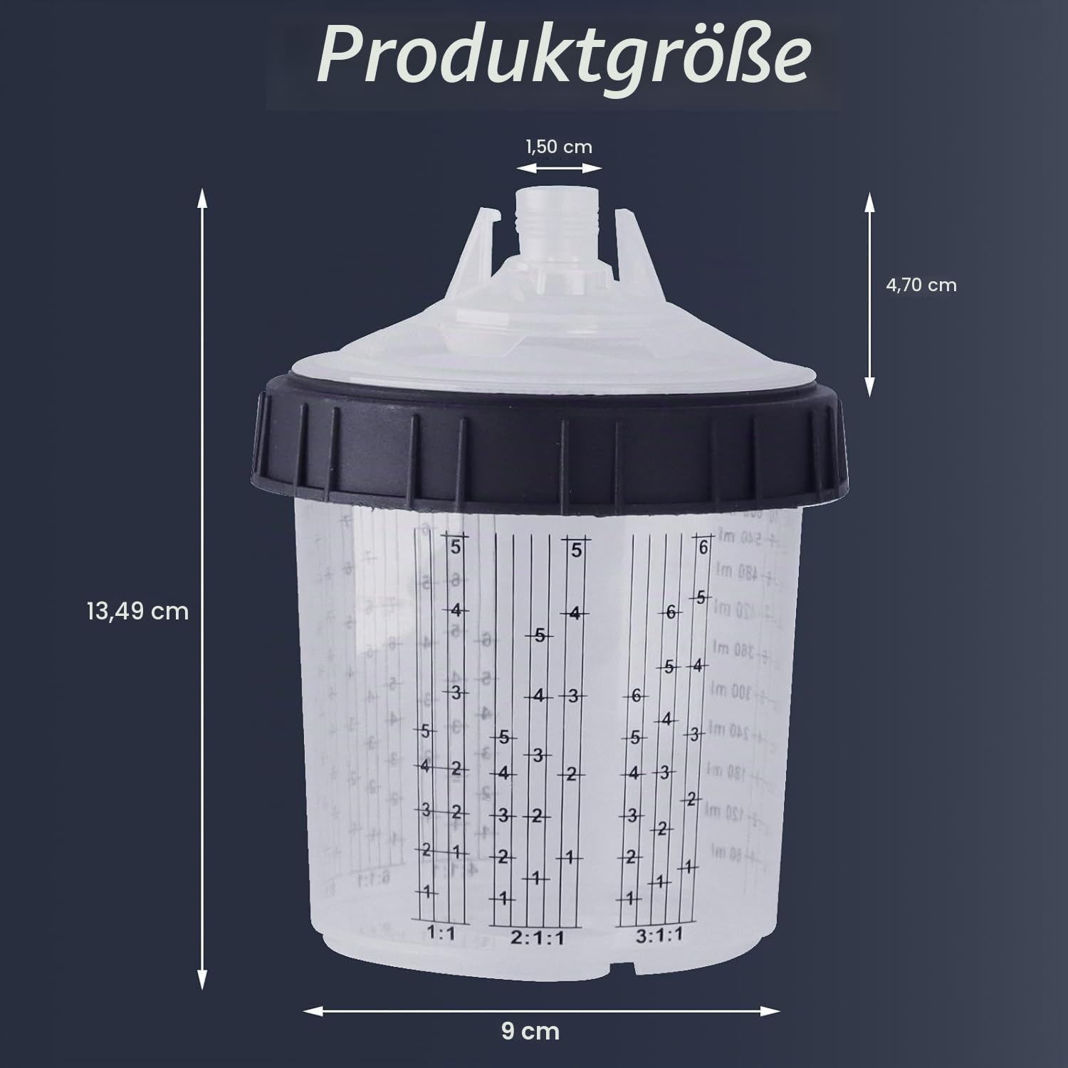 Einweg-Farbspritzpistolenbecher, Lackierpistole Becher für Farbsprühsystem HVLP, Lackierpistole Druckluft Farbsprühpistole, 50 Einwegdeckel und Liner mit Skala, 10 Verschlussstopfen (600ML)