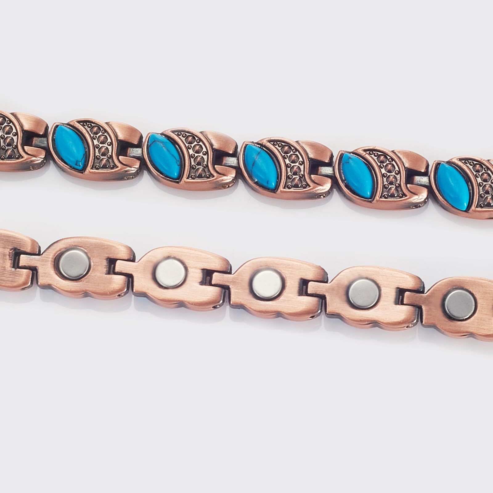 EnerCoppeX Bracciale Magnetico In Rame Per Donna, 3500 Gauss, 12 Magneti, Stile Turco, Con Maglie Di Ricambio - 4