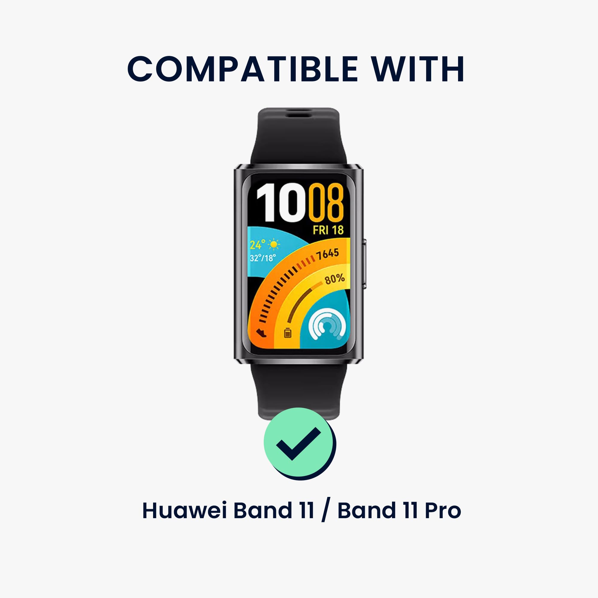 kwmobile Pasek do zegarka z prawdziwej skóry kompatybilny z Huawei Band 11 / Band 11 Pro – pasek wymienny do fitness trackera – pasek do smartwatcha – czarny