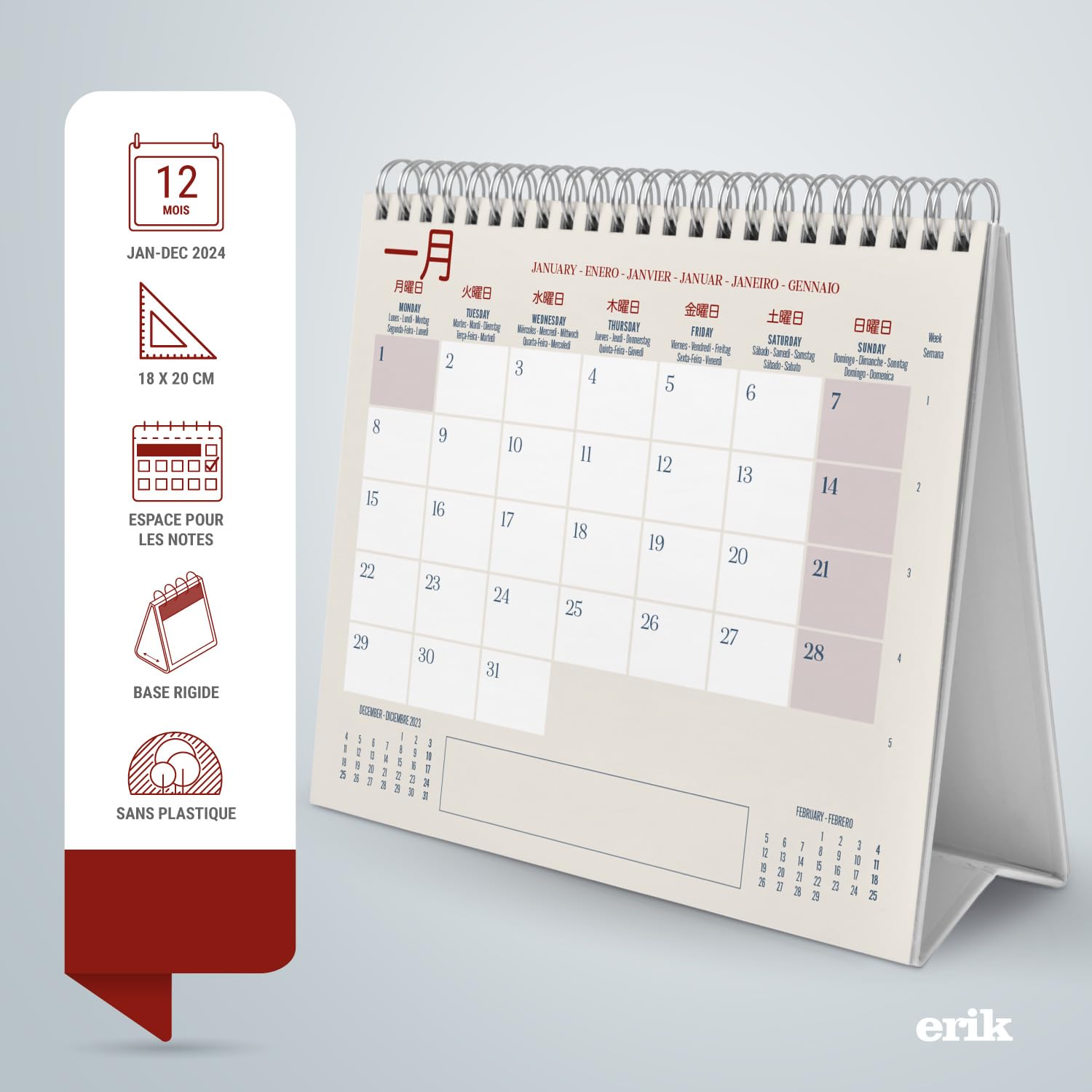 Calendrier Septembre 2023 Décembre 2024 Grupo Erik - Calendrier Mural 2023-2024 Tropical Paradise - 30x60 Cm - Multilingue - Certifié FSC Yves Rocher