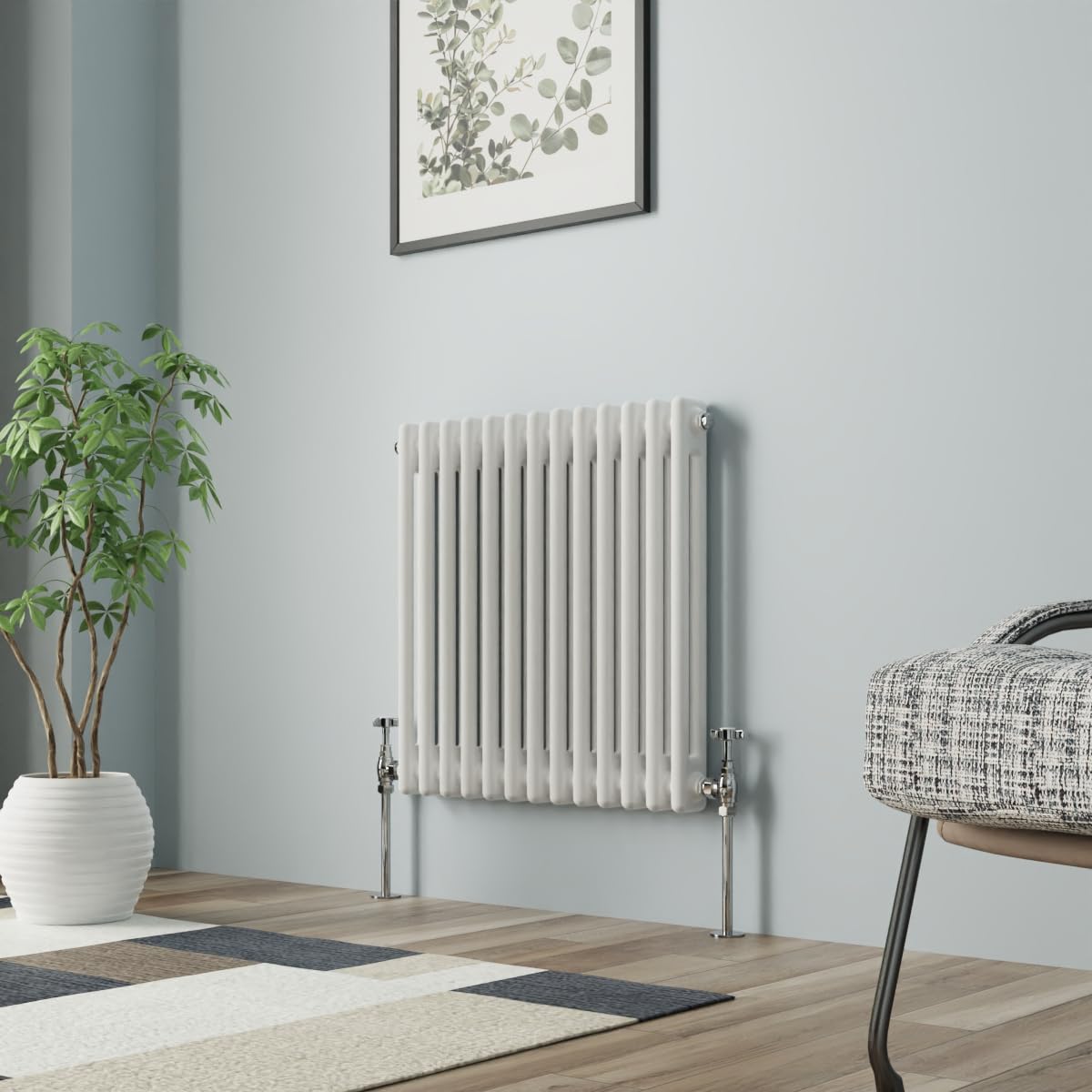 Nrg White Column Radiator Gloss 600X605mm Double Traditional Cast Iron Style Heater Interior Designer Horizontal Bathroom Radiators