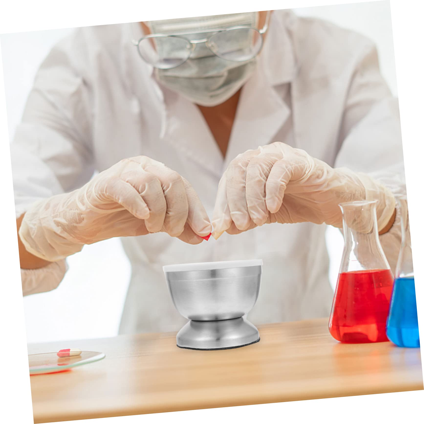 Edelstahl Knoblauchstampfer 1 Satz, Silber, für Haushalt | Mahlt Gewürze, Stabile Basis gegen Verschütten, Leicht, für Tabletten und Vanille