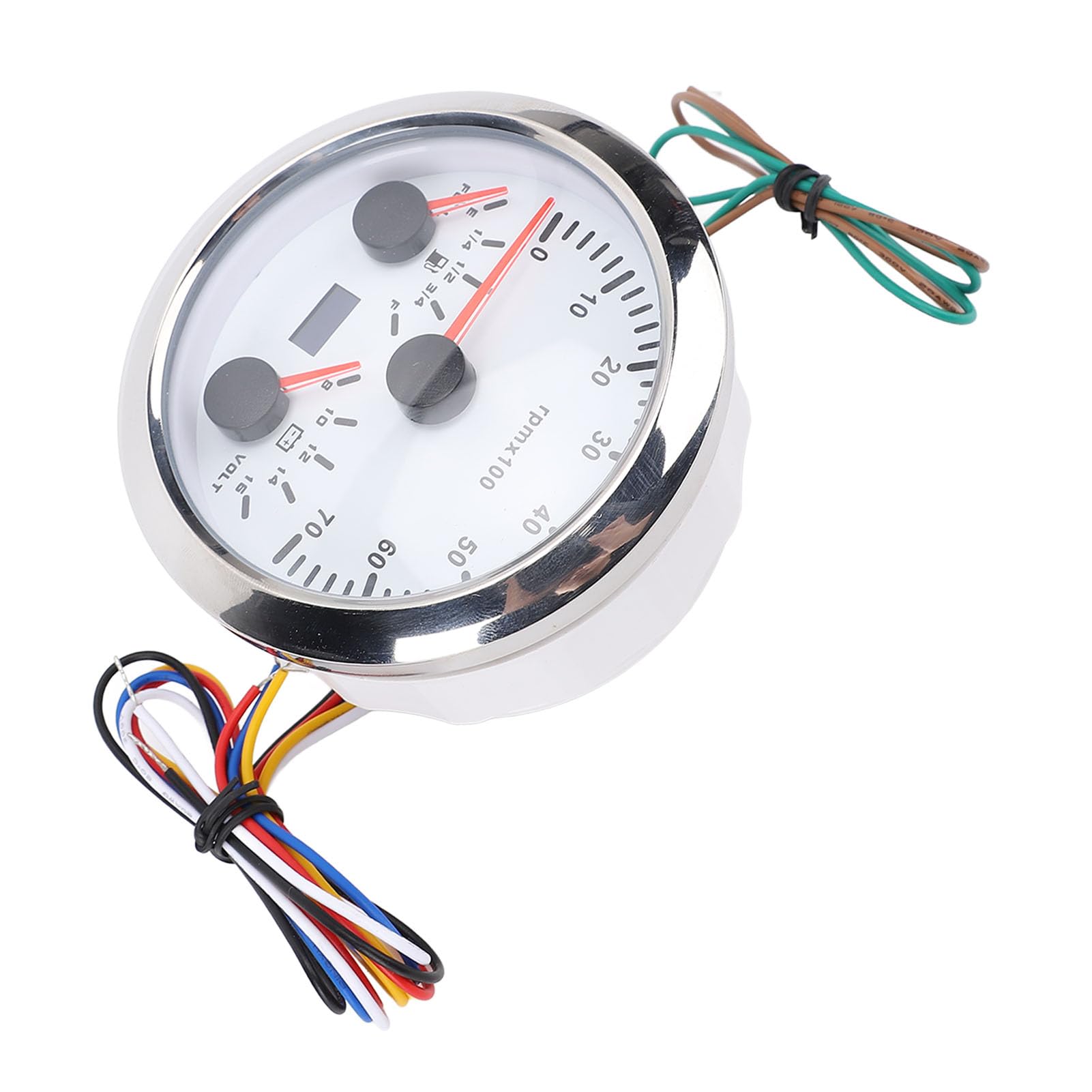 Generic Velocímetro de 85 Mm, Velocímetro de Metal, Tacómetro, 7000 RPM, 8 a 16 V, Voltaje de, 3 en 1, Retroiluminación de 7 Colores para Camión, Coche, Barco, Camioneta RV (plata blanca)