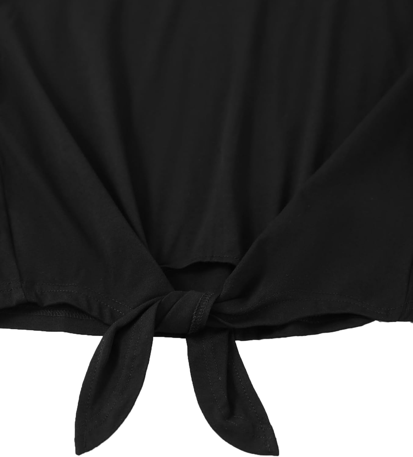 SOFIA'S CHOICE Women Summer Tie Front Crop Tops Crewneck Cap Sleeve Ruched T-Shirt Tops - Image 5