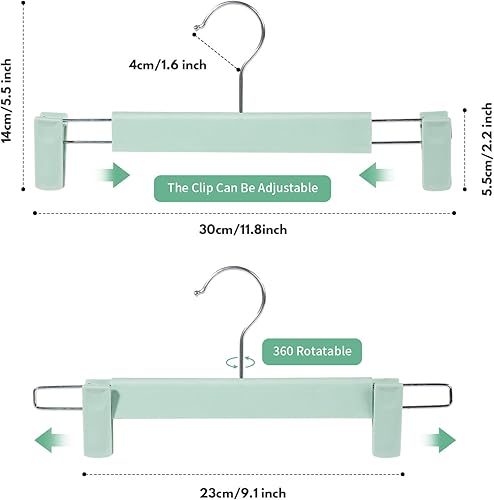 Miniatura 3 de Paquete de 10 perchas para faldas, perchas para pantalones con clips, ganchos giratorios de 360 que ahorran espacio para pantalones, faldas, ropa,