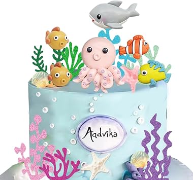 Under The Sea Cake Topper Ocean Cake Topper Shark Octopus Clownfish Lumpfish Starfish Shells