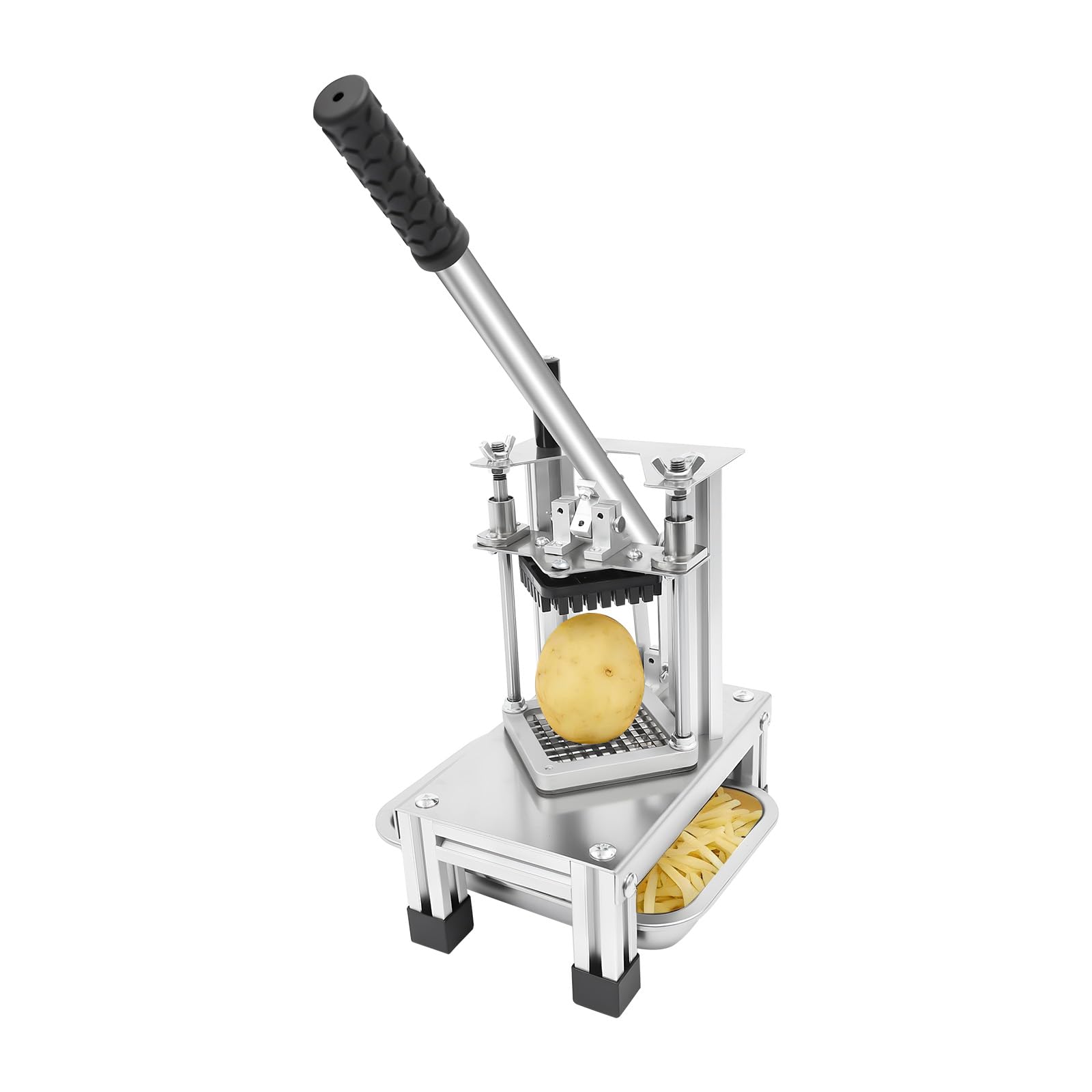 Kartoffelschneider, Edelstahl Professionell Kartoffelschneider Frittierschneider Lebensmittelschneider Gemüseschneider mit Ersatzklinge Schüssel für Kartoffeln Zwiebeln Karotten Gurken