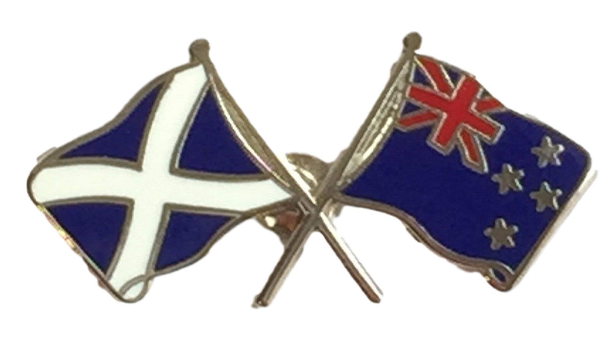 Multicolour Scotland Saltire & New Zealand Friendship Flags National Enamel Lapel Pin Badge