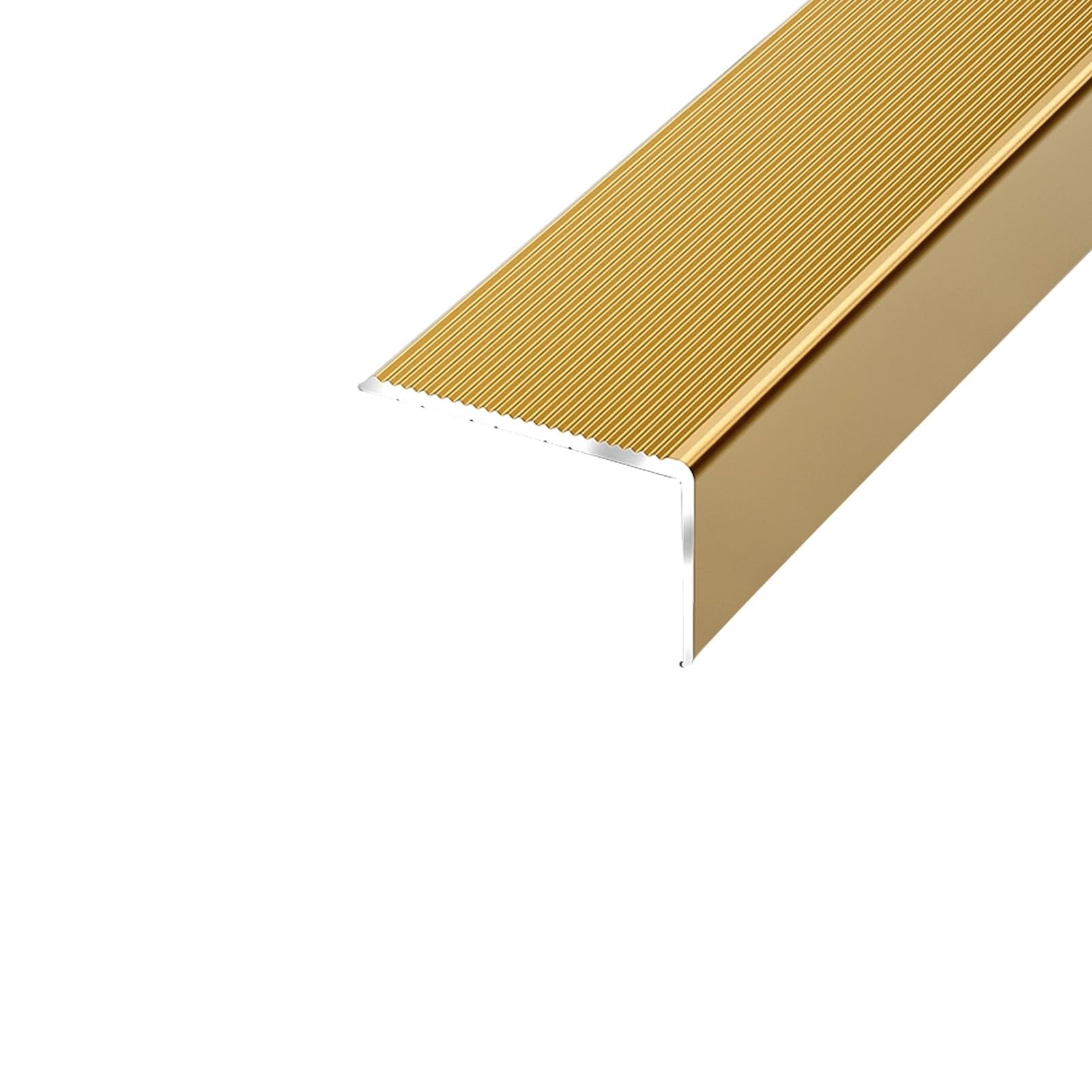 Nariz de metal para escalera, 100/120/130 cm, perfil de borde antideslizante para uso en interiores y exteriores (oro rosa, 120 cm/4 pies) – Protector de peldaños de escalera de seguridad