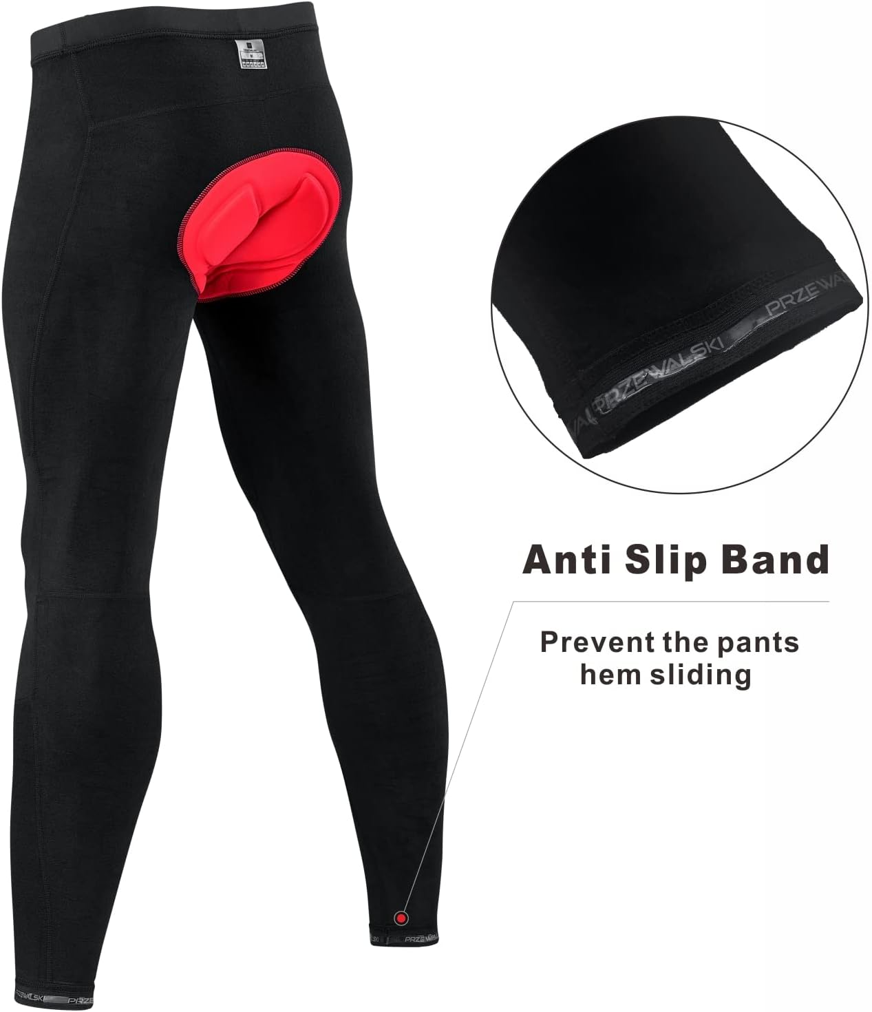 Przewalski Men's Cycling Pants 4D Padded Bike Bicycle Biking Tights Long MTB Leggings - Image 4