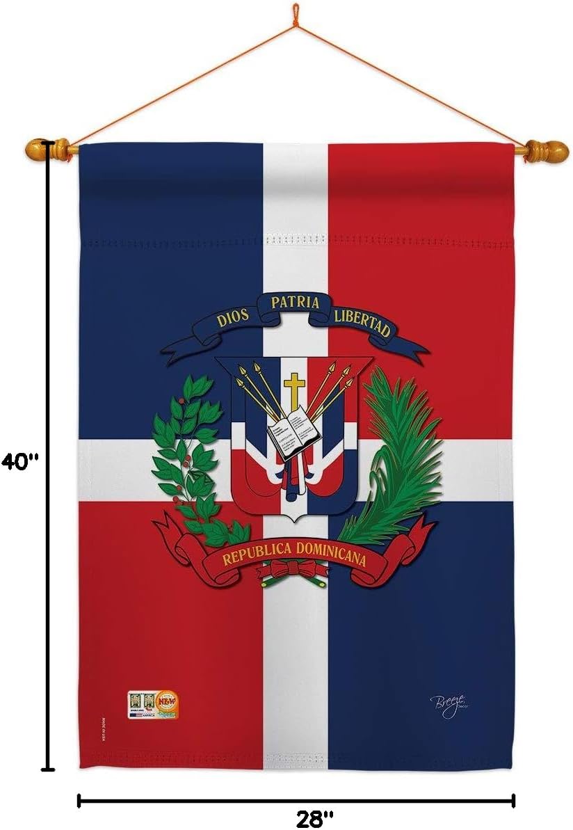 Dominican Republic House Flag Dowel Set Regional Nationality Nation International World Country Particular Area Small Decorative Gift Yard Banner Made In USA 28 X 40