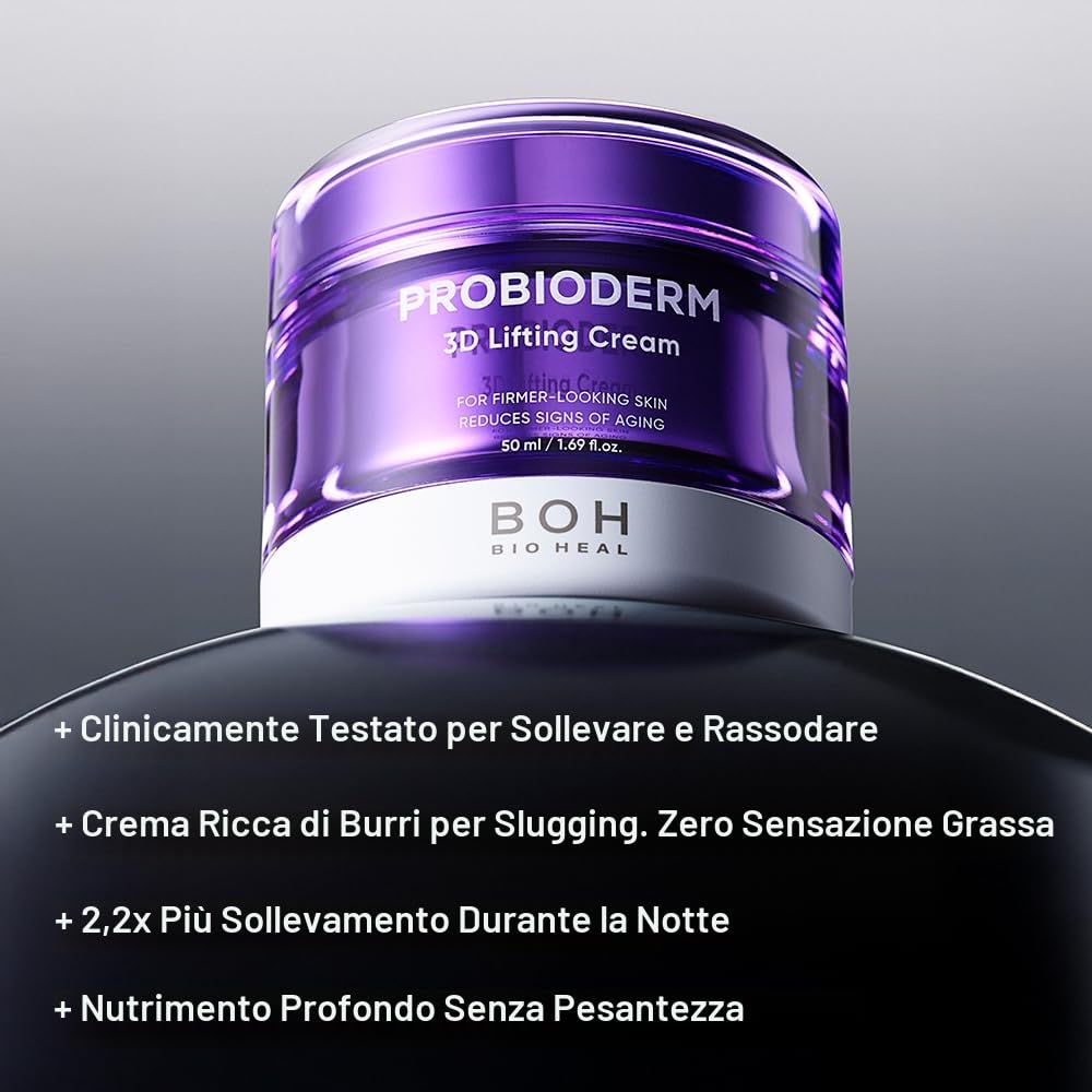 BIOHEAL BOH Probioderm 3D Lifting Cream, Crema Viso Anti-Età Avanzata Coreana Con Probiotici, Idratante Notte Con Complesso Di 17 Peptidi E Probioderm Brevettato, 50 Ml (Confezione Da 1)