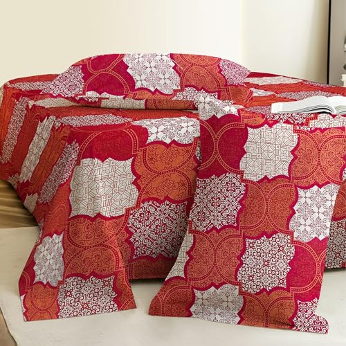 Image of Weave & Decor Super Soft Super Comfortable 144 TC 90x90 inches Printed Cotton Double Bed Bedsheet with Two Pillow Covers