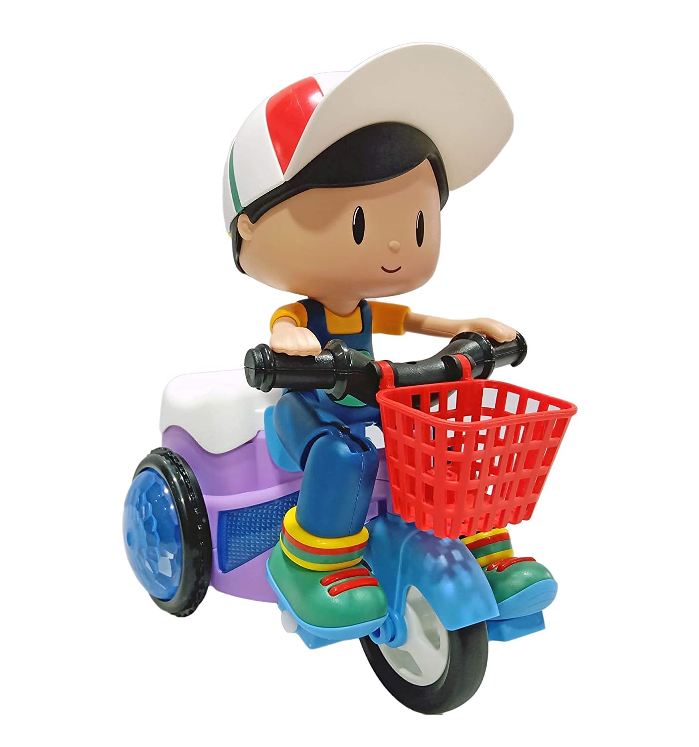 LONGMIRE Light and Sound Musical Stunt Bike Tricycle Bump and Go Scooter Toy - 4D Flashing Light Effects and Music Stunt Motorcycle with 4D Lights, 360 Rotation Movement (B09B57JPXP) Amazon Price History, Amazon Price Tracker