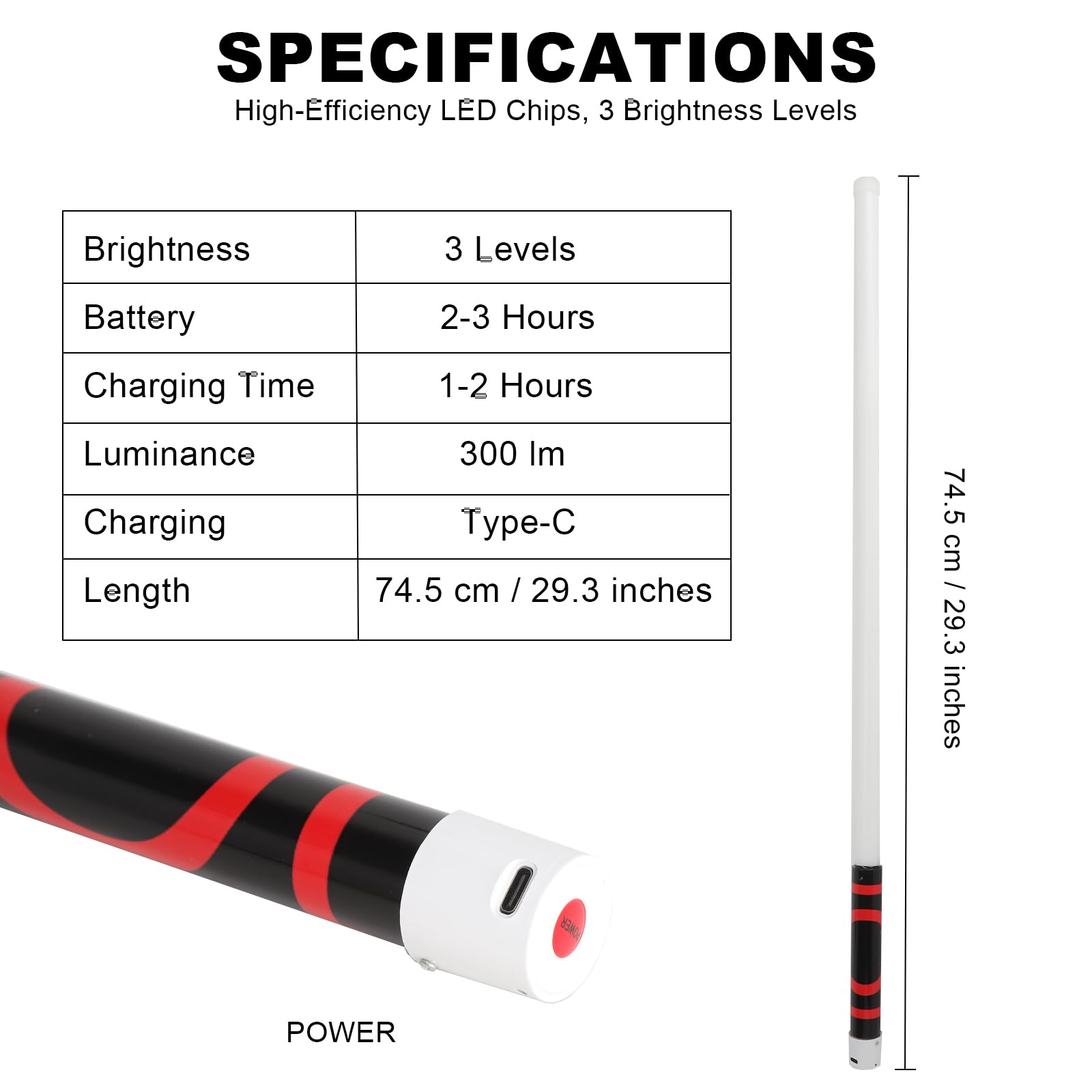 HENGBIRD Lampada da Lavoro LED Flessibile Barra Luminosa LED Lampada Officina e Lampada Auto - Torcia Meccanico Ricaricabile Type-C 74,5 cm 300 Lumen 3 Livelli per Garage e Casa
