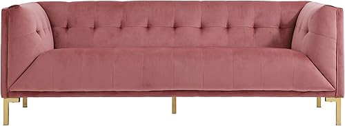 Miniatura 3 de Azalea - Cojín de banco tapizado de terciopelo, diseño de brazo de refugio, patas en Y, moderno, contemporáneo, sofá, rubor