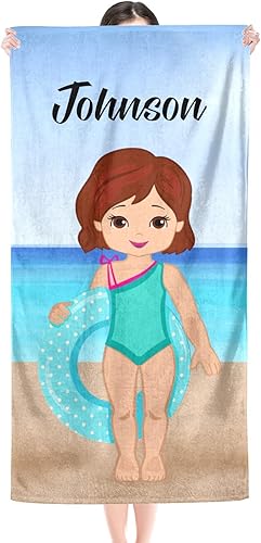 Toalla de playa personalizada con nombre, toalla de piscina absorbente personalizada para natación, viajes, camping, regalo para niños y adultos