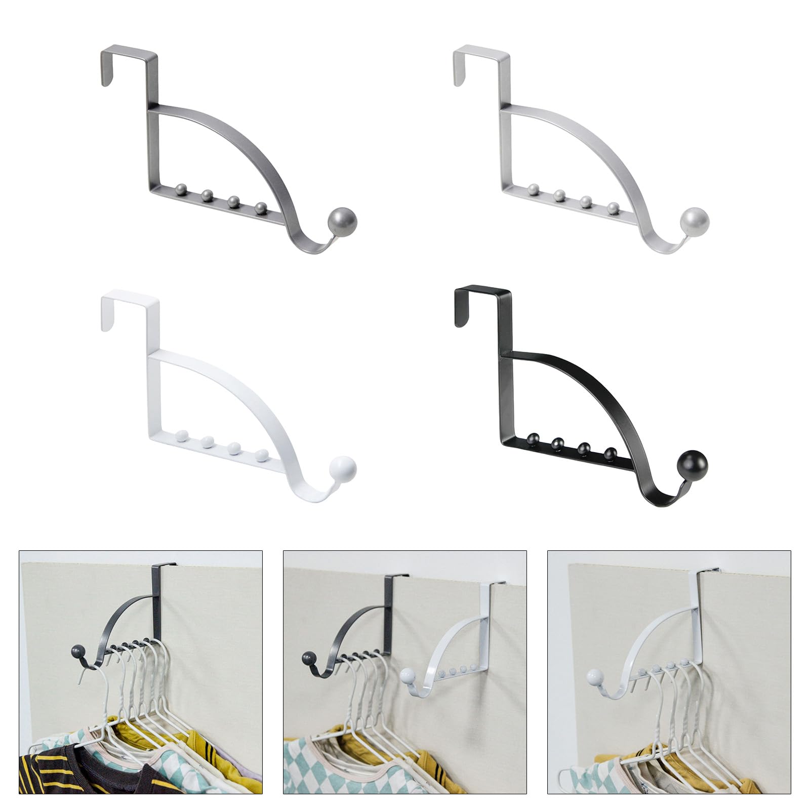 DRAGONRUN 2Pcs Over The Door Hook Door Hanger Hook Rack Door Coat Hanger Over Door Coat Rack for Bathroom Behind Back of Door