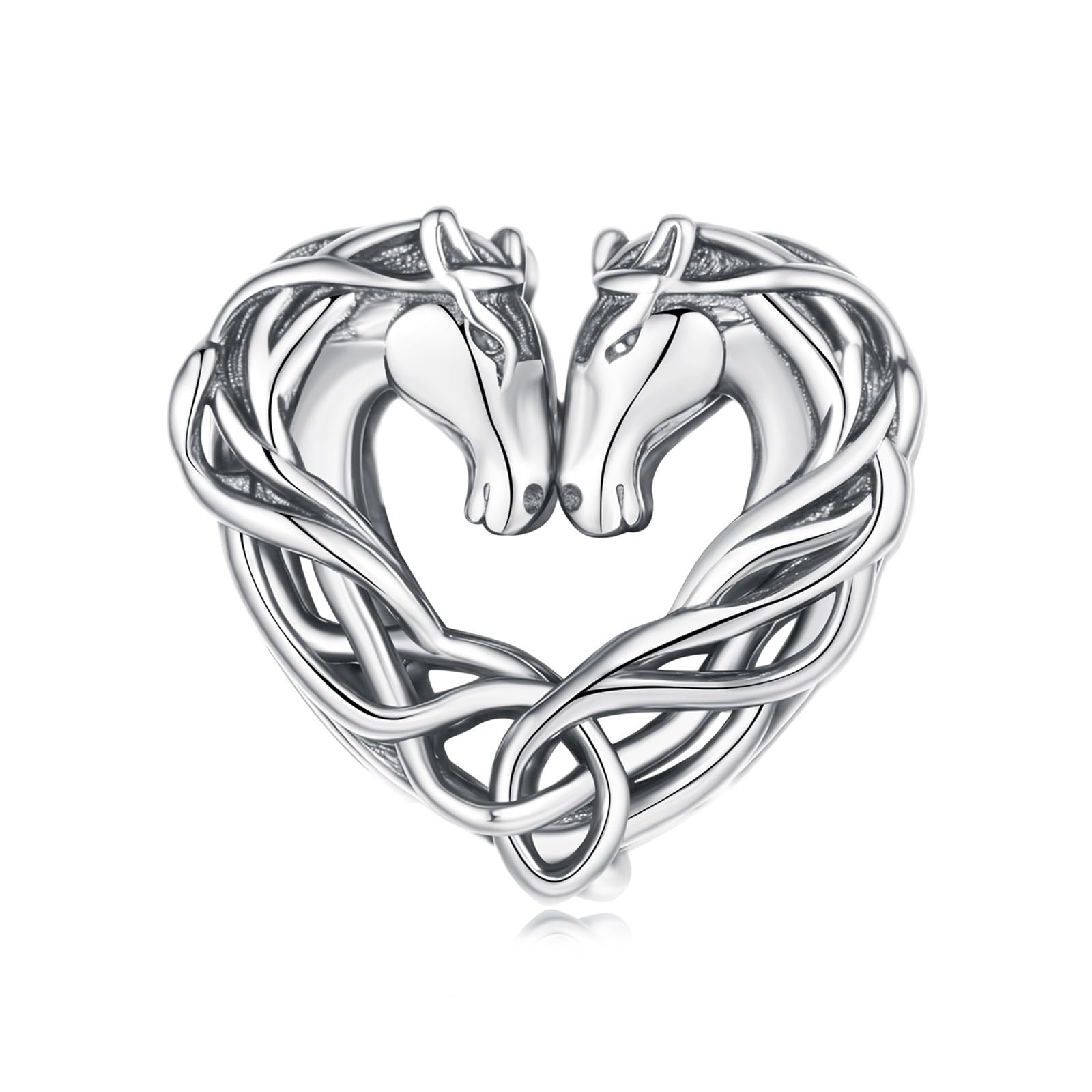 Charm de caballos celtas en plata de ley 925 oxidada compatible con Pandora 7