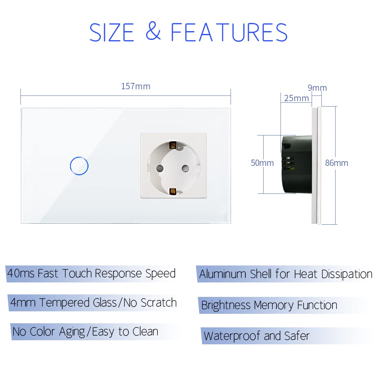 DOUBLE USB SWITCH NERO | Interruttore Luci Con Doppia Presa USB/USBC Ad - Foto 8