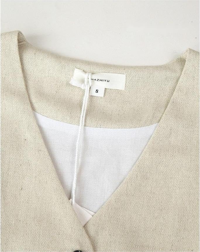 [songlibin] リンネルベスト レディース おしゃれ カジュアル ゆったり 高級 女性 Vネック 前開き 秋 夏 春 リネン