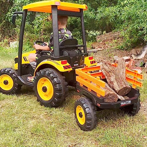 Image of Kidsera 24V Extra-Large Kids Ride On Tractor w /Trailer, Remote Control