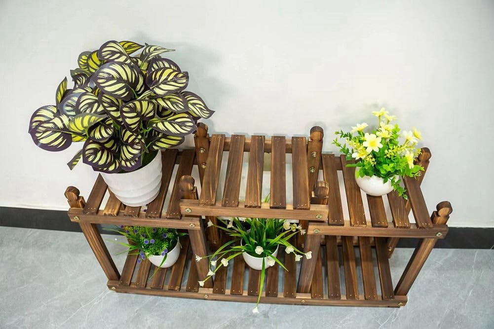 F緑の花棚植木鉢棚リビング着地式置物棚ベランダ実木質単一シンプル