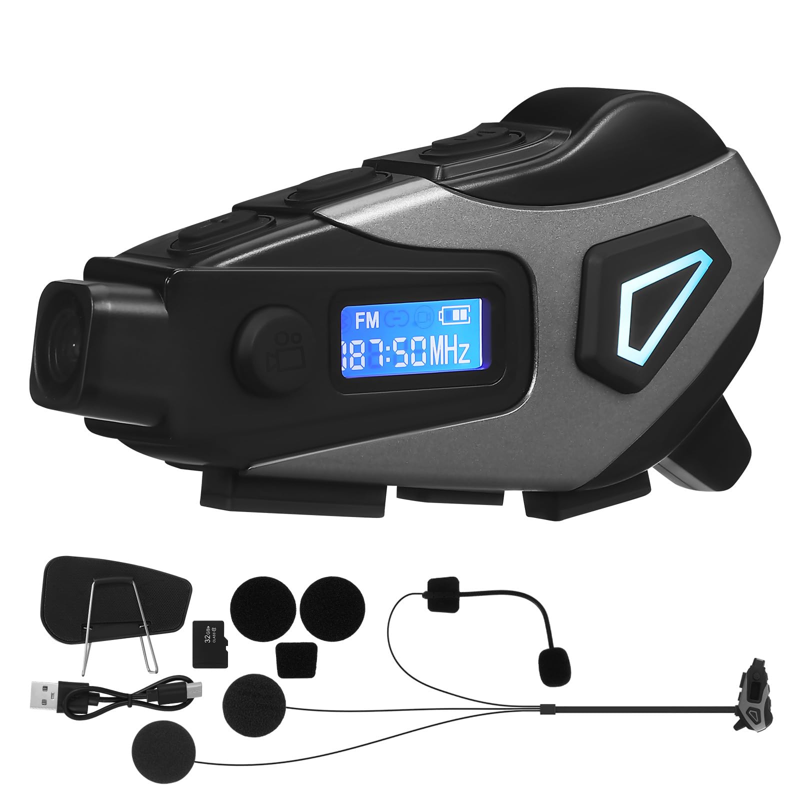 SOLUSTRE 1200mah Scooter-Headset Mit Lautsprechern Für Klaren Klang Bei Anrufen Und Musik Motorrad-kopfhörer Mit Geräuschunterdrückung Für Stunden Laufzeit WLAN-nutzung Und Ergonomischem De