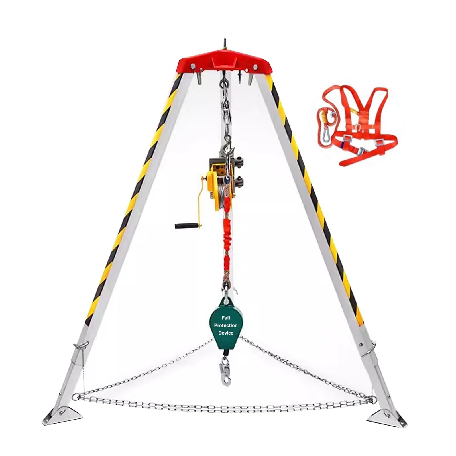 WXPGFEQ Aluminum Fall Protection Tripod – 49m Retractable Winch System for Confined Spaces, High Cliff Rescue Safety Equipment, Durable Anti-Fall Kit for Elevated Areas