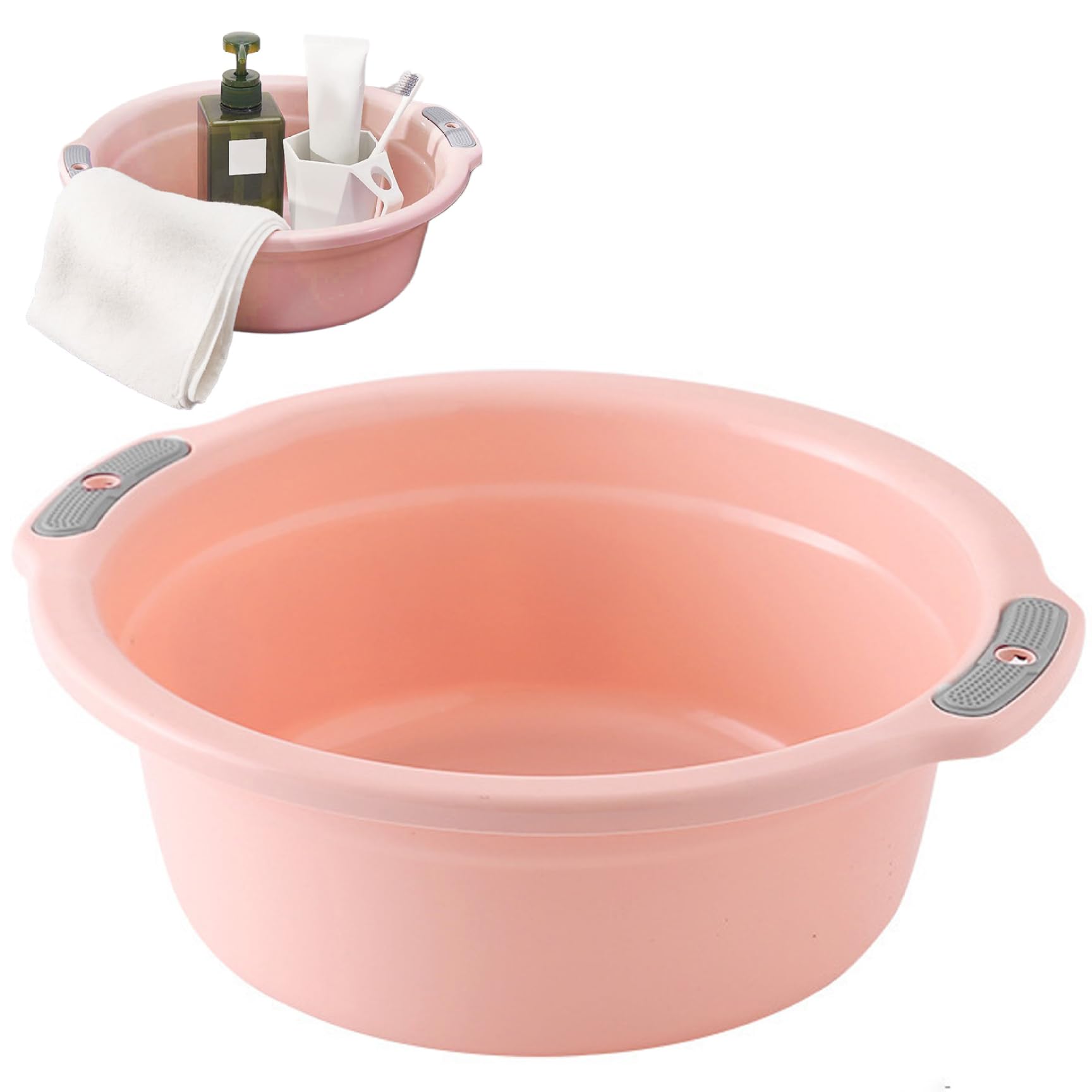 Bassin de lavage du bassin de lavage en plastique épaissi avec double poignées non glissées à glisser pour plats à pied baignoire empilable pour la maison ou les hébergements étudiants (grand)