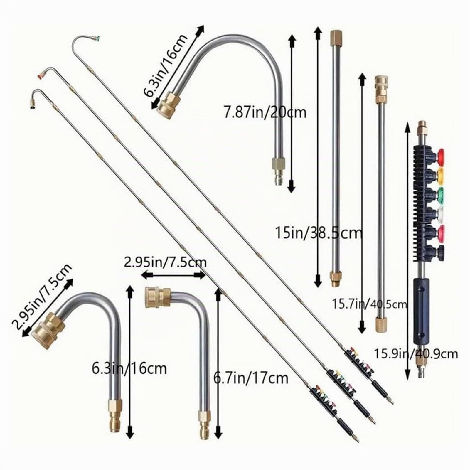 Barres d'extension pour nettoyeur haute pression, Ensemble de baguettes télescopiques de nettoyeur haute pression 4000 PSI, lance pour nettoyeur haute pression, outil de nettoyage de gouttière