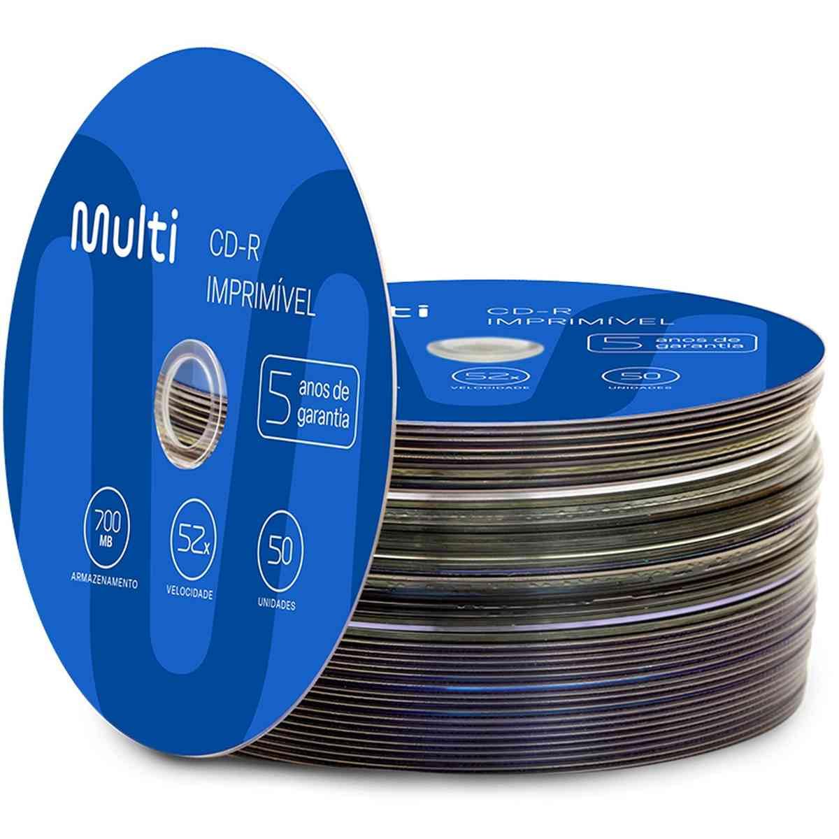 Mídia Cd-R Vel. 52X - 50 Un. Shrink Imprimível Branco Multilaser