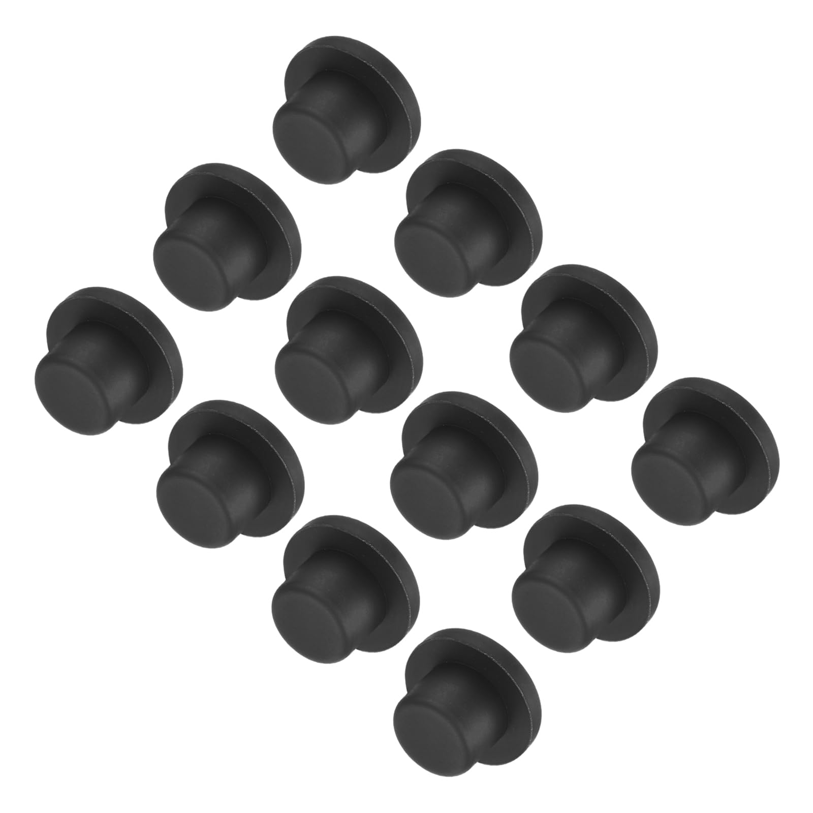 uxcell High Temp Silicone Plug Mount Dia 14.1mm/0.56 inch t Shaped Rubber Stopper Hole Plugs for Powder Coating Plating Waterproof Plugs Sealing Plugs Black Pack of 12(OD 22mm)