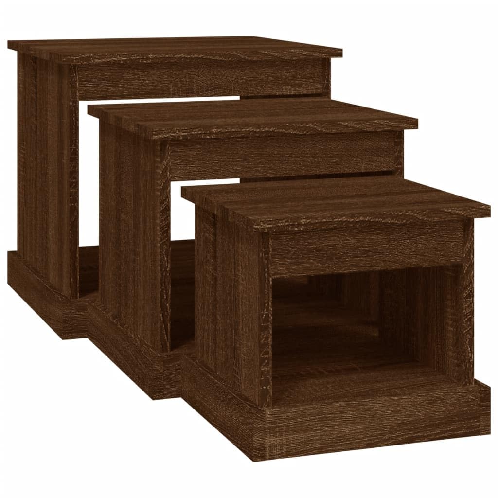 Tavolino da letto Tavolino da divanoTavolini Impilabili 3 pz Bianco Lucido in Legno MultistratoAdatto per soggiorno, camera da letto, balcone e ufficio