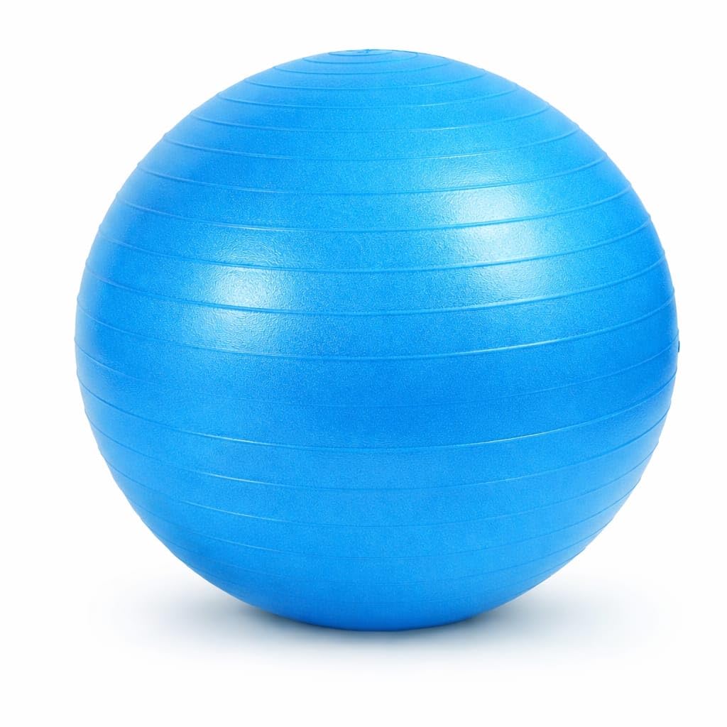Exercise Ball, Blue, Premium PVC, 55cm Diameter, Anti-Burst Design, Non-Slip Textured Surface, Yoga, Core, Balance, Physiotherapy