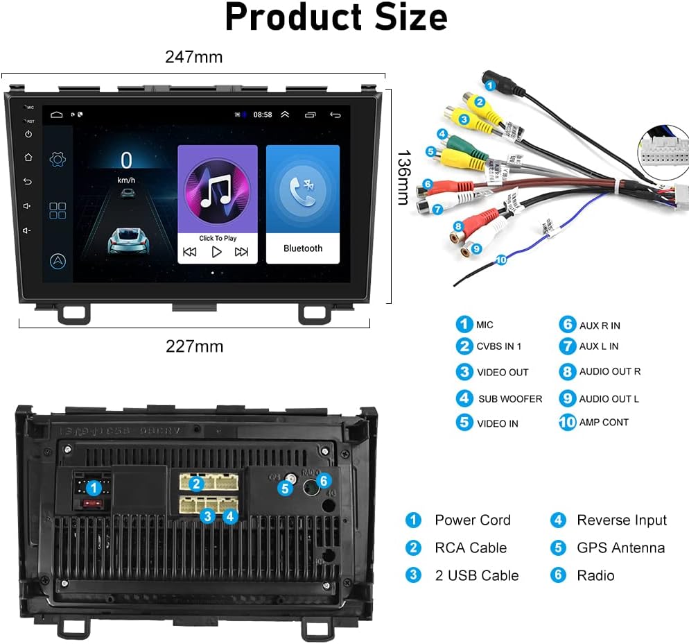 80% оƒƒ Dіѕсоunt Android Car Stereo Radio for 2007 2008 2009 2010 2011 Honda CRV Radio 9 Inch Touch Screen Stereo with GPS Bluetooth, Mirror Link, Rear View Camera Input
