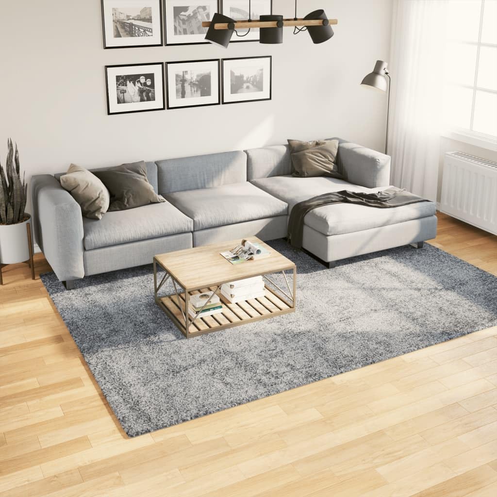 Tapis Shaggy bleu poil haut facile à nettoyer pour grand salon