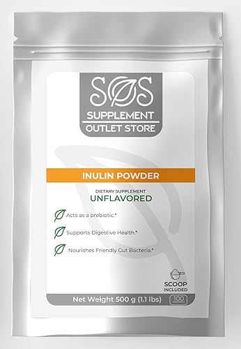 SOS - Polvo de inulina - Suplemento de fibra prebiótica - Apoya la salud intestinal y la regularidad digestiva - Suplemento de fibra en polvo