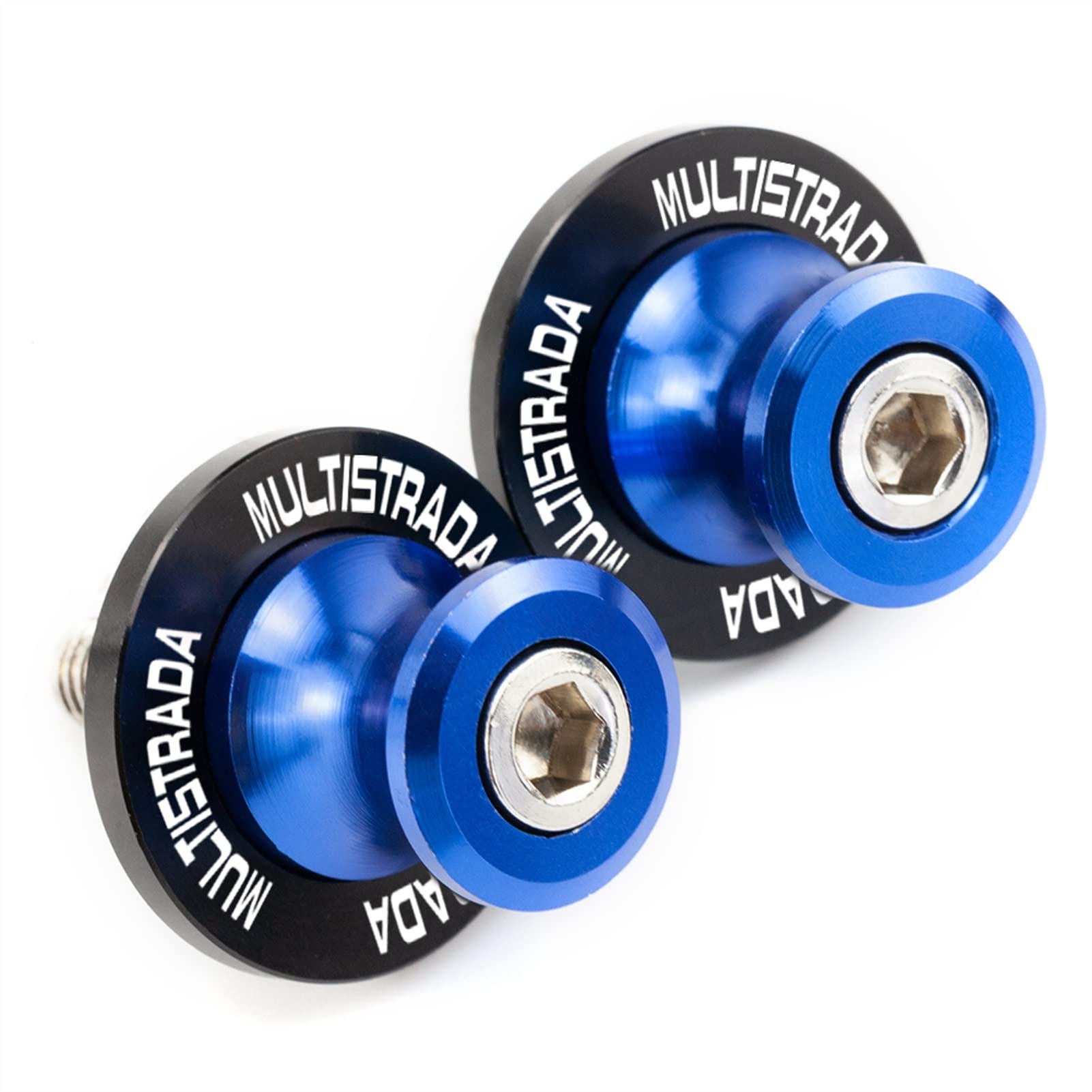 Bobines curseur M8 bleu en alu usiné pour la protection de bras oscillant Ducati