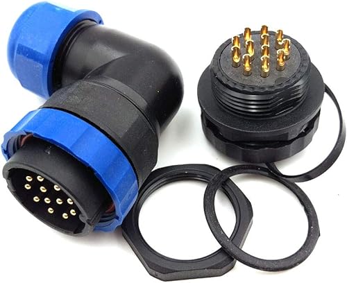 Miniatura 5 de SD28 2Pin  26Pin Power Industrial Cable Conector, Codo Impermeable Enchufe Conector de Alimentación IP67 (12 Pin)