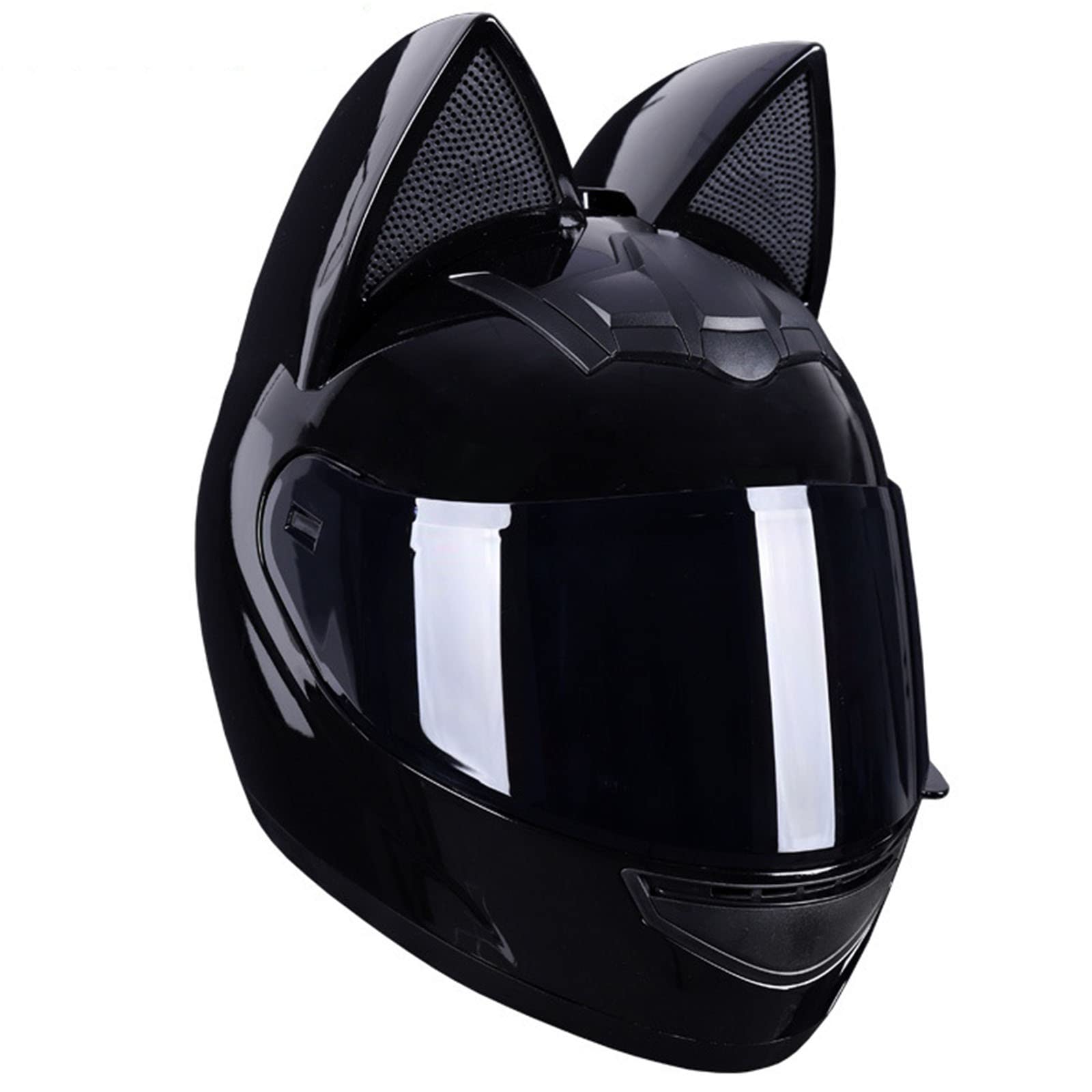 Casques Moto Intégral Oreilles de Chat avec Visière Casque Scooter Racing Motocross Casque Intégraux Homologué Dot/ECE Homme Femme