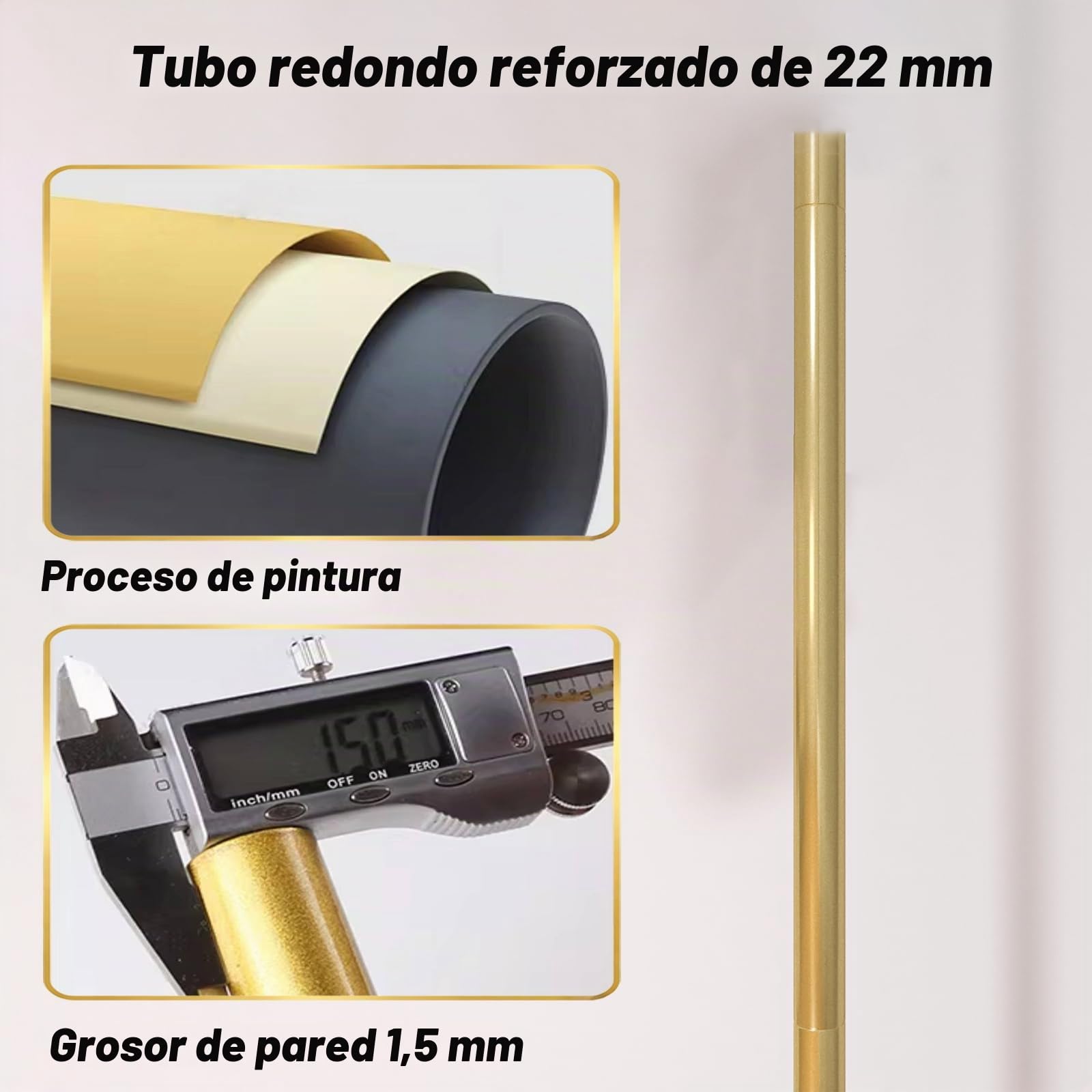 Perchero de Pie, Curvo Barra Burro Ropa Percha de Pie con 15 Redondos Ganchos y 3 S Forma Ganchos, Base de Mármol, Percheros de Pasillo para Recibidor y Dormitorio (Dorado, 50x30x162 cm)