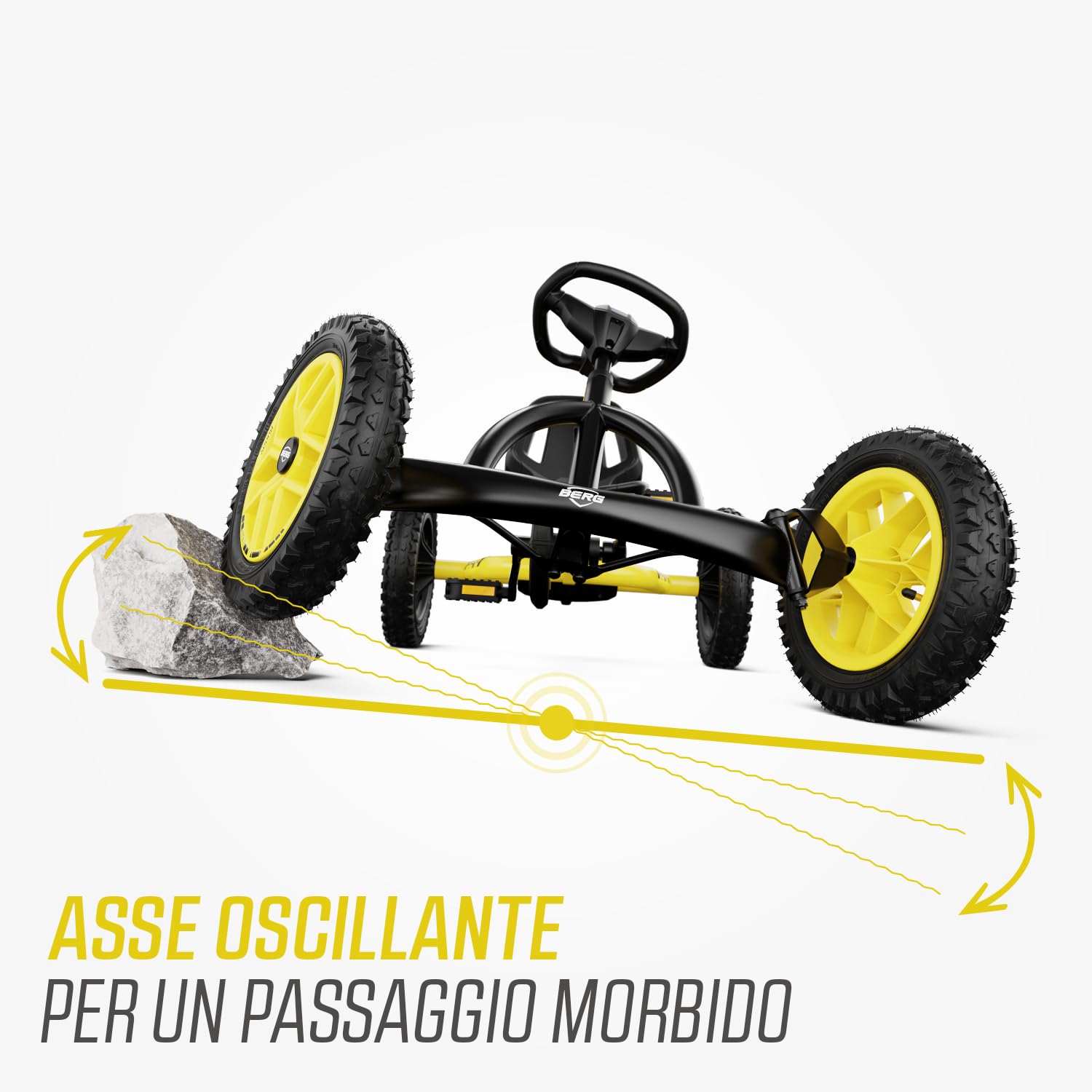 BERG Buddy Cross Pedal GoKart | Veicolo per bambini a pedale, con elevati standard di sicurezza, pneumatici e ruota libera, giocattolo per bambini di età compresa tra 3 e 8 anni