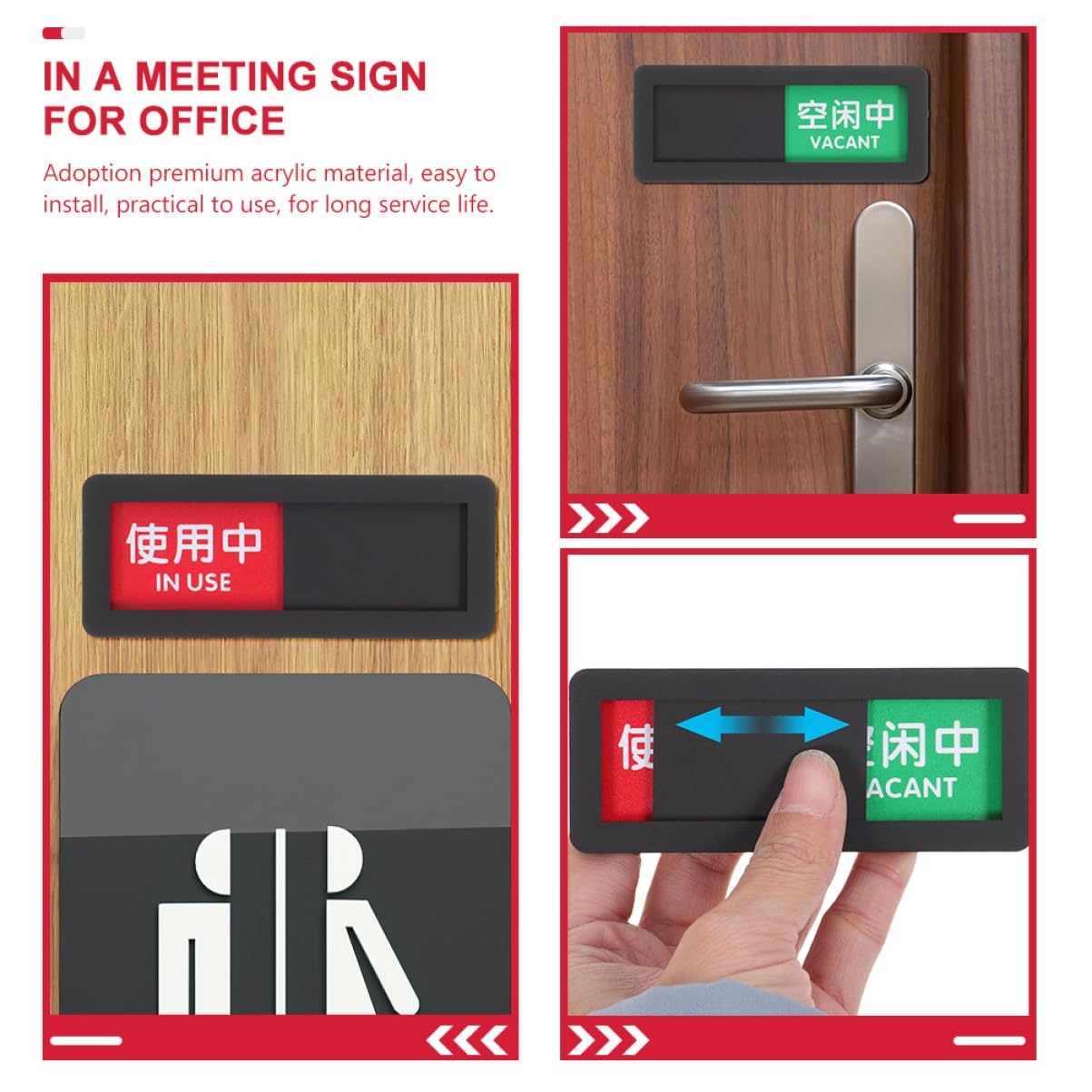 5 Ensembles Signalisation Autocollants Porte Signaletique Toilettes Indicateur De Confidentialité Signe De Curseur Vacant En Cours D'utilisation Signe Occupé Acrylique 2 Pièces * 5
