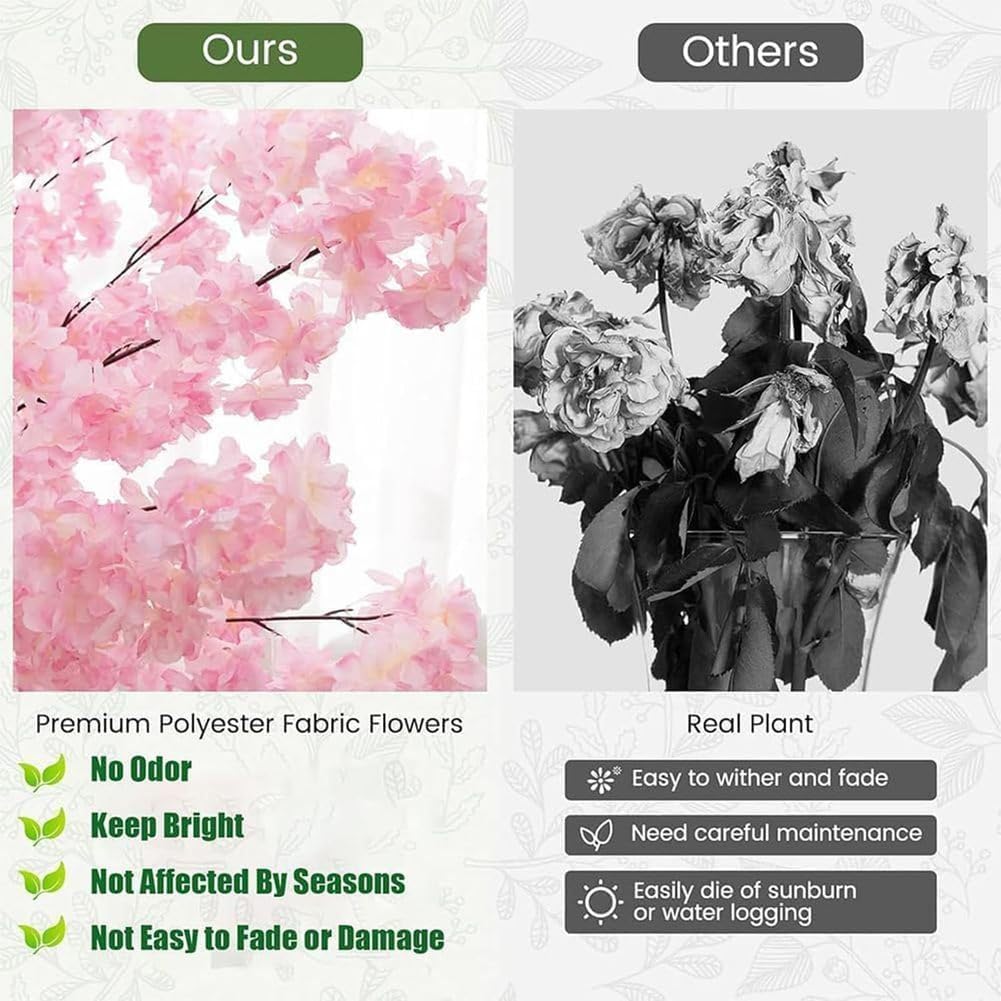 Japanischer Kirschbaum Künstlich Rosa, Sakura Baum, Kirschblütenbaum Künstlich XXL, Kunstbaum Kirschblüte Indoor Outdoor, für Zuhause,Hochzeit,Party,Garten,1.8x1.5m/5.9x4.9ft