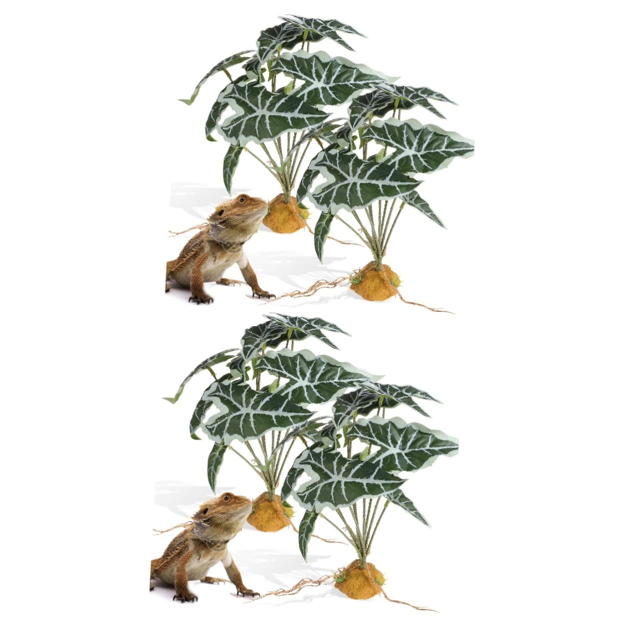 Angoily 4piezas Plantas Artificiales De Simulación para Reptiles y Acuarios Decoraciones De Terrario Base Estable De Adornos Naturales para Peceras y Terrarios