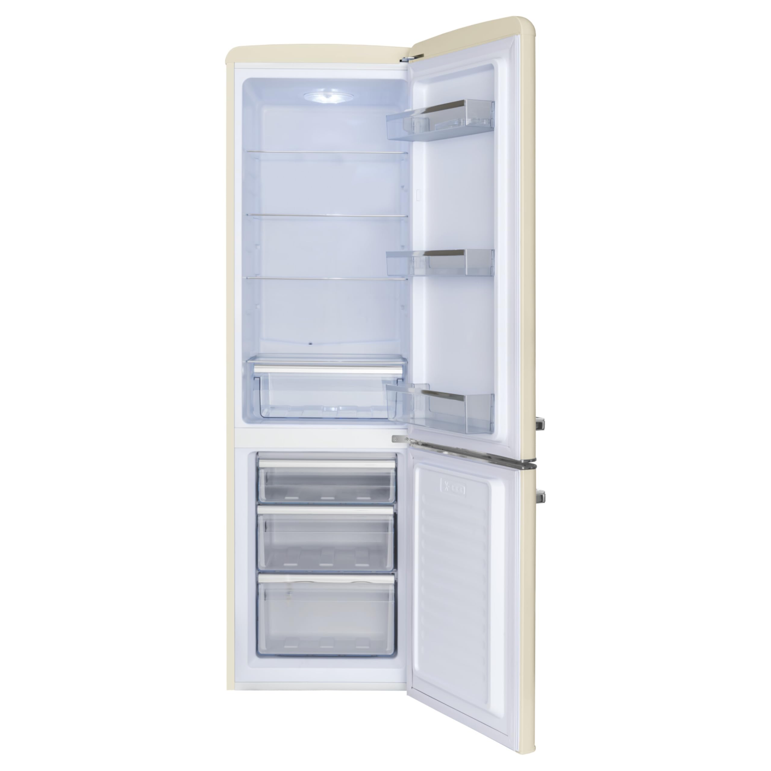 Amica KGCR 387 101 B Retro lodówko-zamrażarka/beżowa / 181 cm (wys.) x 55 cm (szer.) x 62 cm (gł.) / styl retro/lodówka z zamrażarką