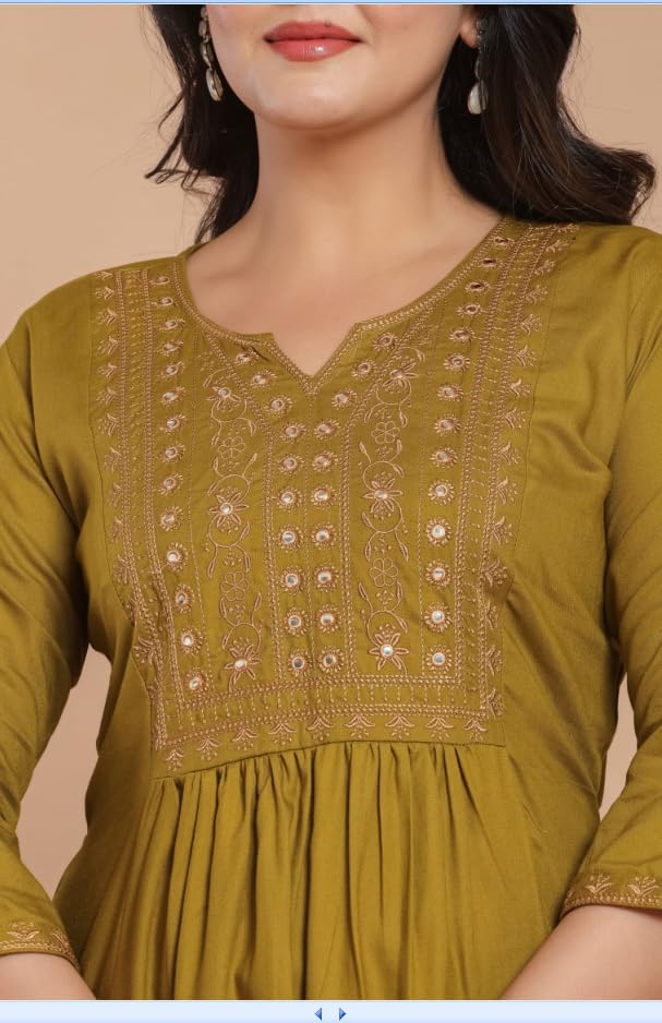 Image of Women Embroidered Anarkali Short Kurti | Stylish Casual Top | Trendy Ethnic Kurti for Women