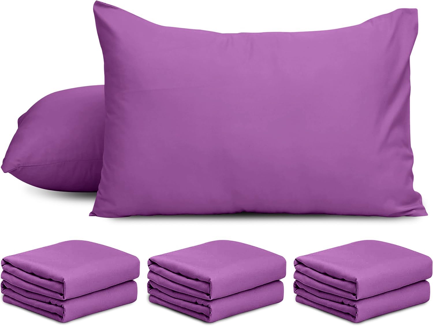 AMEHA 6 Pack Pillowcases Purple (Pillows Not Included) – Super Soft Brushed Microfiber Standard Size Pillow Cases | Hotel Quality Pillow Covers, (50 X 75 cm)